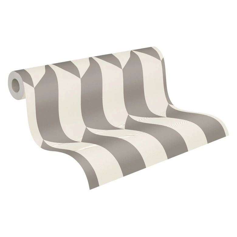 COSMOPOLITAN 3D behang grijs met metallic effect - zilverwit Vliesbehang 