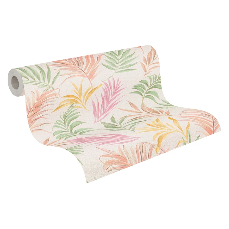 COSMOPOLITAN wallpaper with colorful leaves - floral non-woven wallpaper kitchen bedroom 