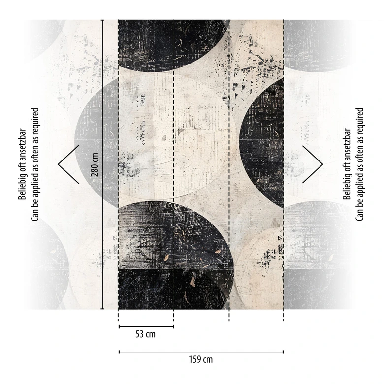 COSMOPOLITAN Wall Mural Circles Black White modern used look non-woven wallpaper cream 