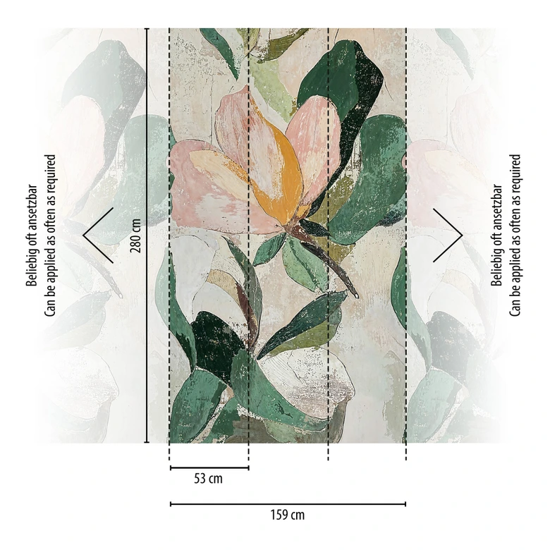 COSMOPOLITAN Wall Mural flower cream pink green used look non-woven wallpaper vintage look 