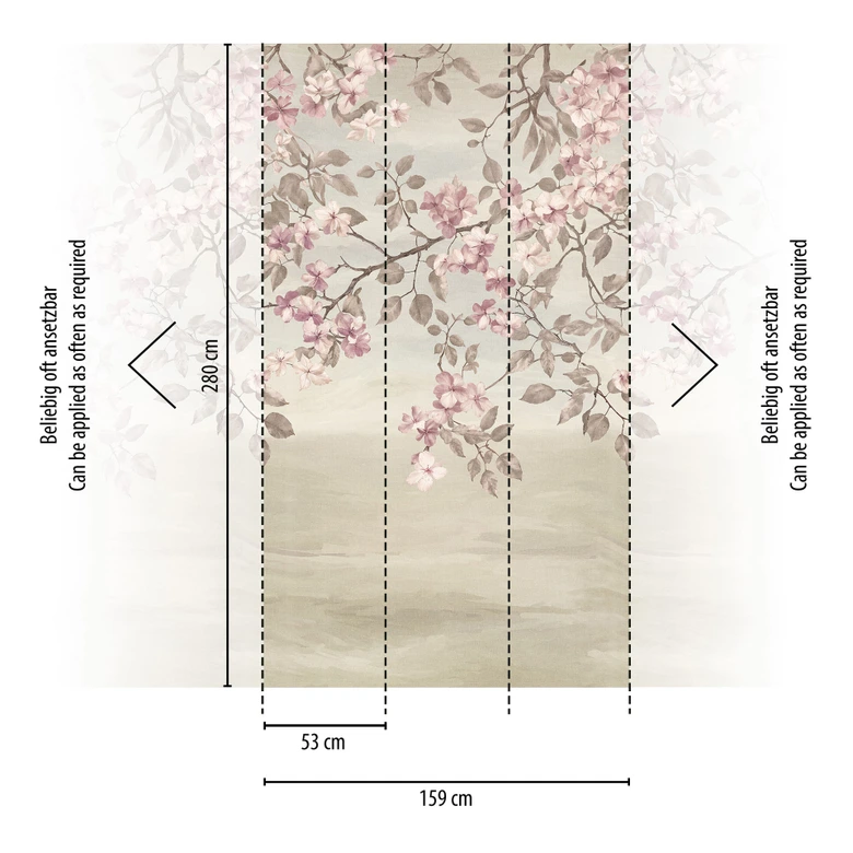 COSMOPOLITAN Fototapete Blüten Äste Rosa Beige - Vintage Vliestapete romantisch 
