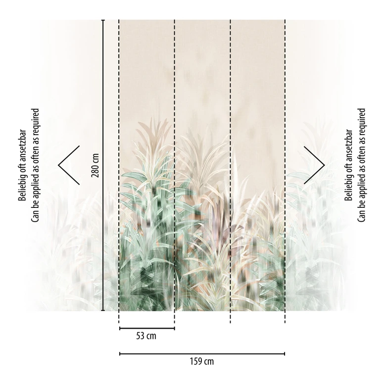COSMOPOLITAN Dschungel Fototapete Blätter Beige Grün - Moderne Vliestapete  