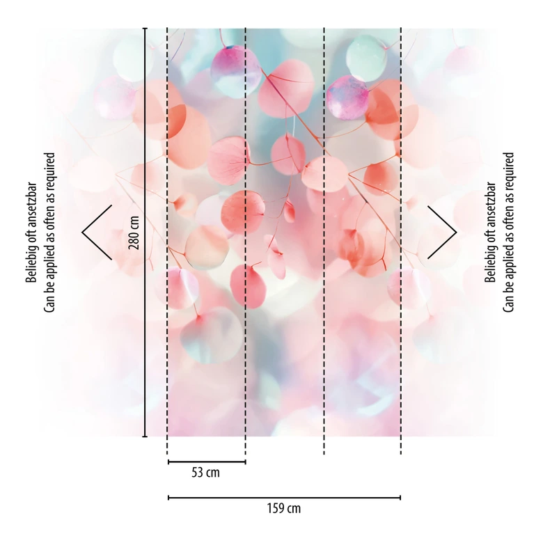COSMOPOLITAN Wall Mural Colorful Leaves Pink Blue - modern watercolor non-woven wallpaper 