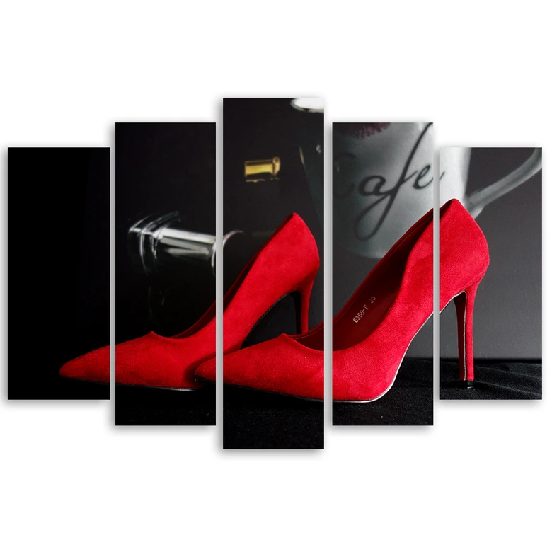 Leinwandbild 5 teilig, Rote Stilettos 