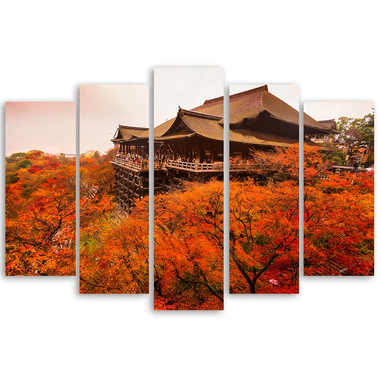 Leinwandbild 5 teilig, Garten Japan Landschaft 