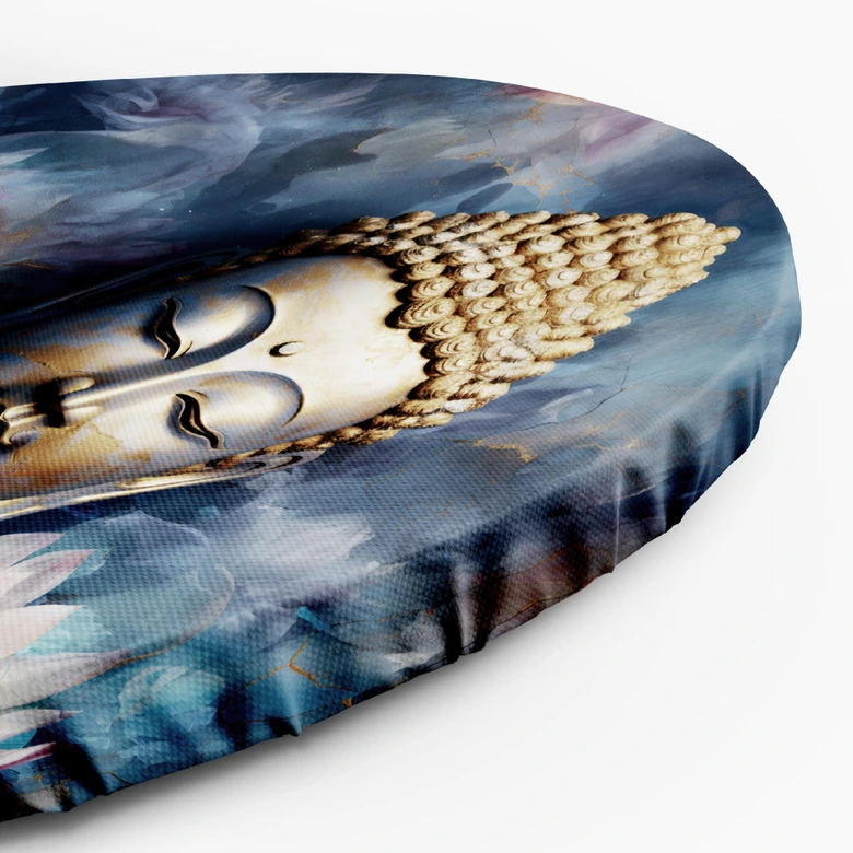 Rundes Leinwandbild Buddha und Zen-Blumen 