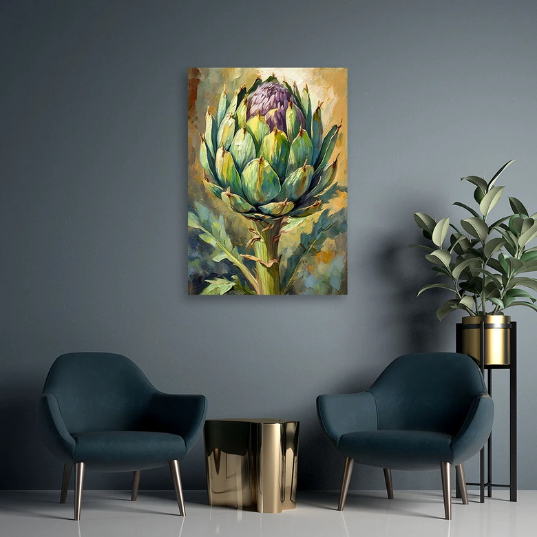 Leinwandbild Artischocke Acryl handbemalt 