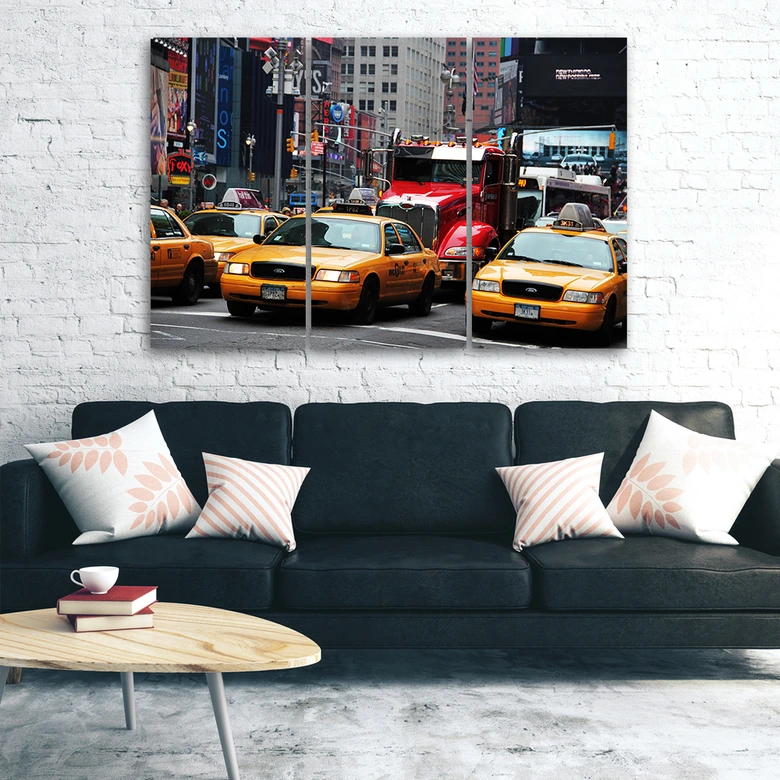 Leinwandbild 3-teilig, Taxi Times Square New York 