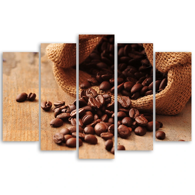 Wandbild 5-teilig, Kaffeebohnen 