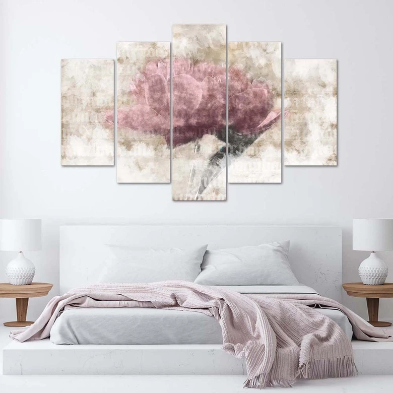 Leinwandbild 5 teilig, Rosa Vintage-Blume 