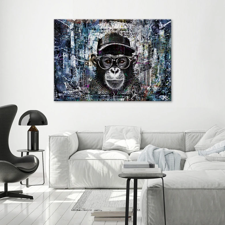 Leinwandbild, Schimpanse Affe Abstrakt 