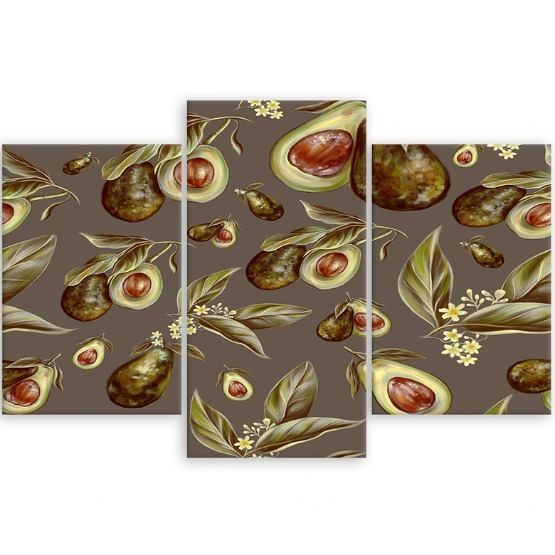 Leinwandbild 3 teilig, Avocado -Hälften 