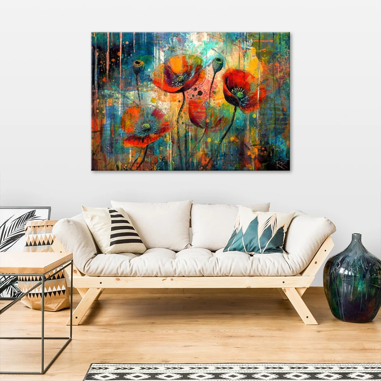 Leinwandbild, Abstrakte Mohnblumen 