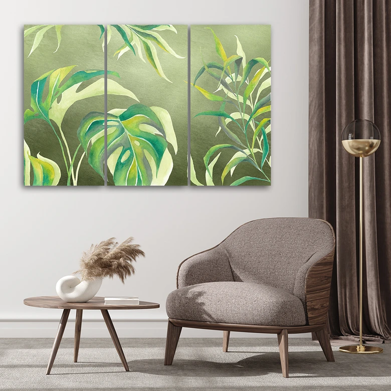 Leinwandbild 3 teilig, Monster's Blätter 