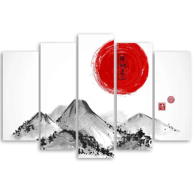 Wandbild 5-teilig, Japan Berge Landschaft 