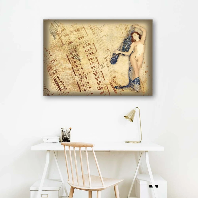 Tableau sur toile, Femme nue avec foulard 