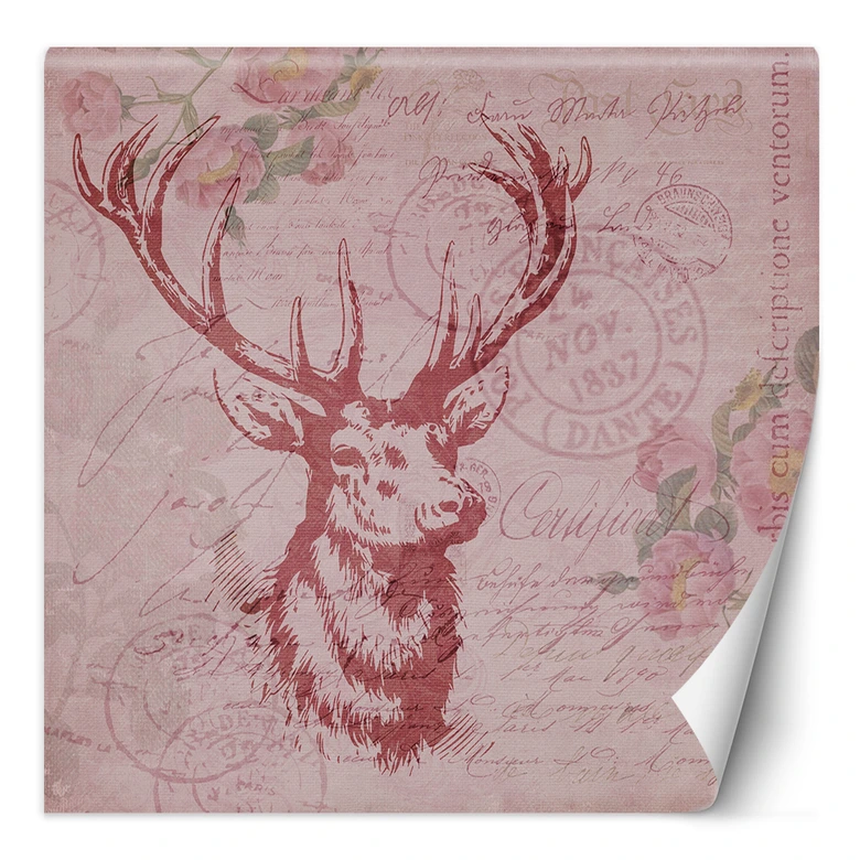 Fototapete, Shabby Chic Stil Hirsche auf rosa Hintergrund - Andrea Haase 