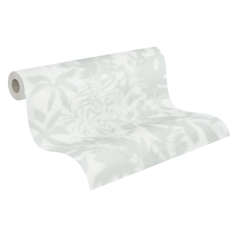 Leaf shadow wallpaper light green gray - tropical pattern - non-woven wallpaper 