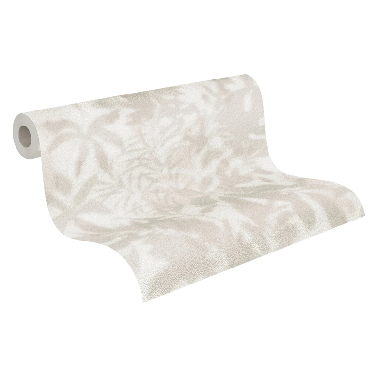 Leaf shadow wallpaper cream beige - tropical pattern - non-woven wallpaper modern 