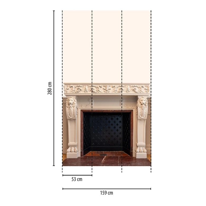 Wall Mural Fireplace Antique Beige - wall mural with 3D look - non-woven wallpaper realistic 