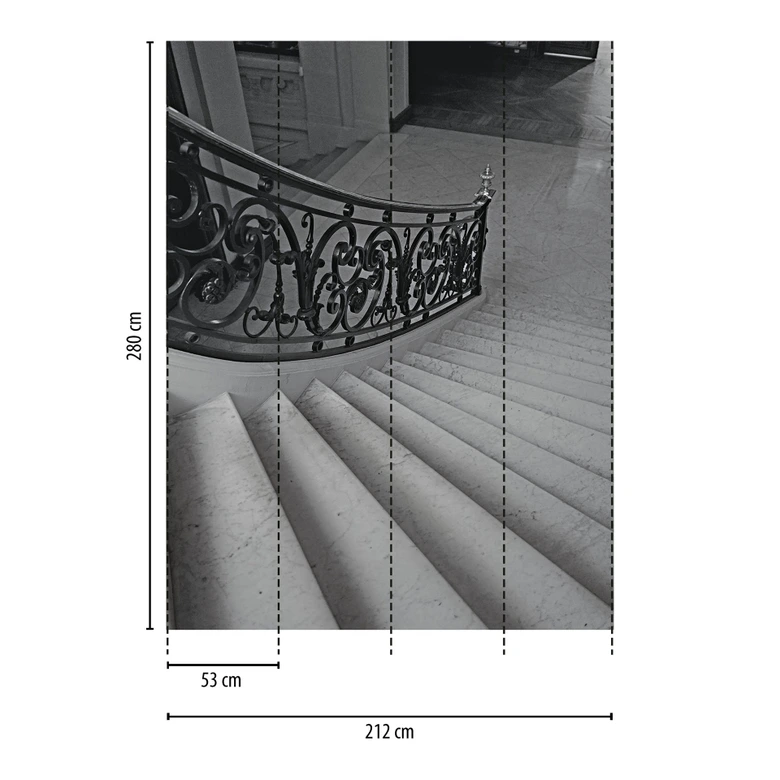 Wall Mural Staircase black white - non-woven wallpaper with railing - architecture modern 