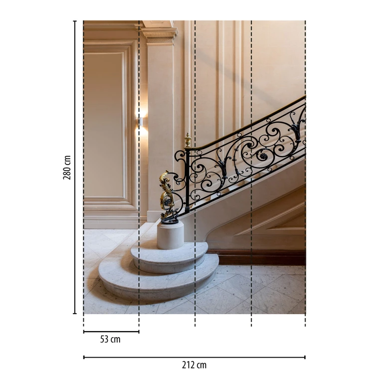 Wall Mural Staircase Beige Black - Elegant 3D wallpaper - non-woven wallpaper classic 