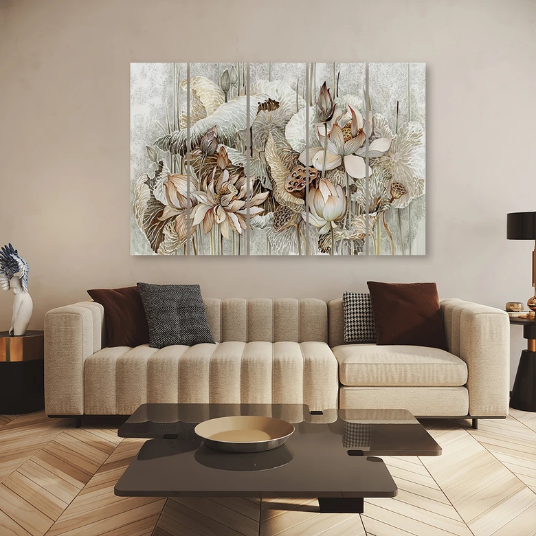 Leinwandbild 5 teilig, Saint Lotos Blumen 