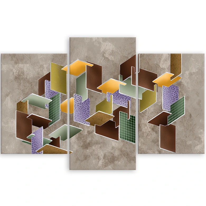 Leinwandbild 3 teilig, 3D -Rätsel 