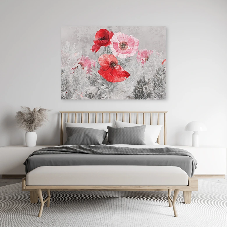 Canvasbillede, Røde valmuer på en eng 