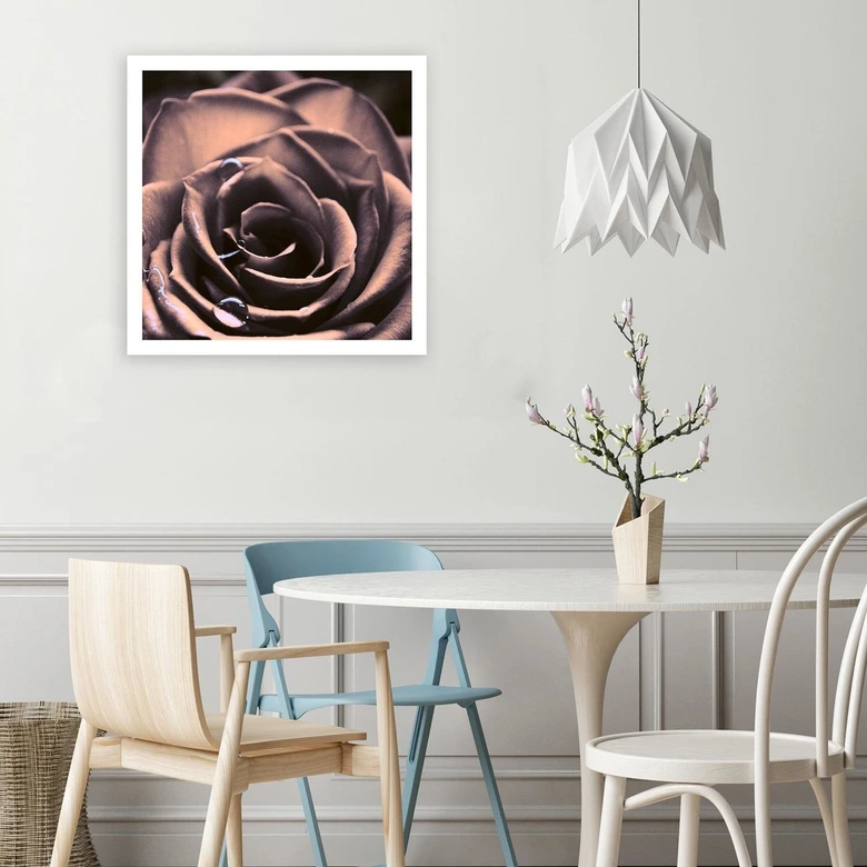Tableau sur toile, Gouttes d'eau sur une rose 