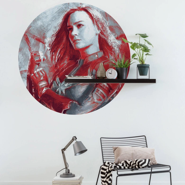 Selbstklebende Vlies Fototapete - Avengers Painting Captain Marvel - 125 x 125 cm 