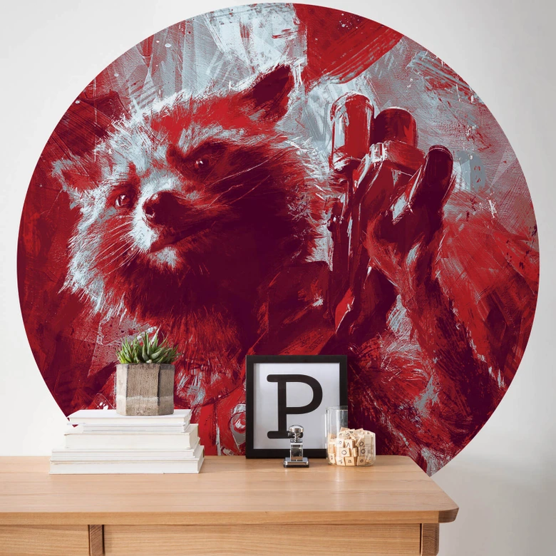 Selbstklebende Vlies Fototapete - Avengers Painting Rocket Raccoon - 125 x 125 cm 