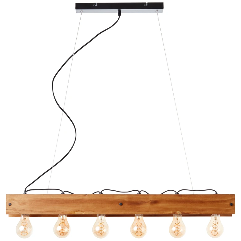 Holz Pendelleuchte Daniel, braun, 90 x 13,5 x 150 cm 
