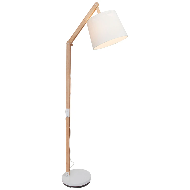 Stehleuchte Diego, beige, 163 x 80 cm, Holz Stehlampe, dimmbar 