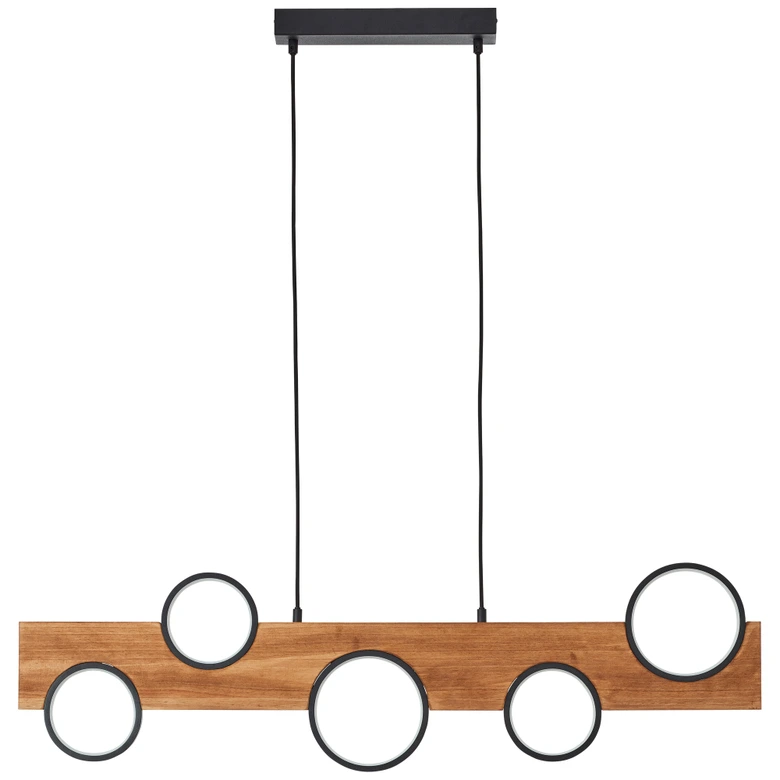 Pendelleuchte Elena, 100 x 6 cm, max. Höhe: 150 cm, Holz LED-Pendelleuchte, dimmbar, braun 