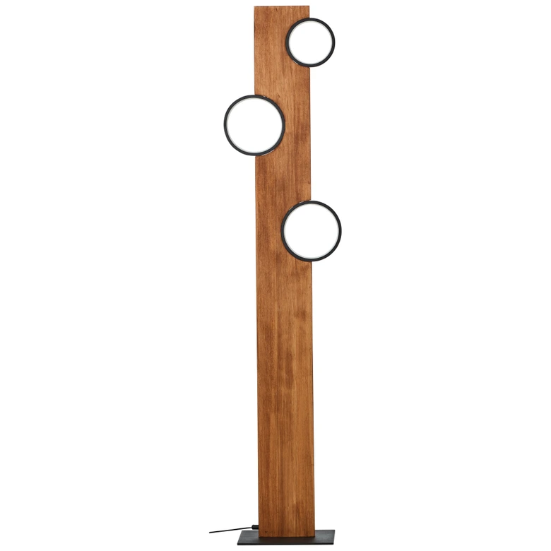 Stehleuchte Elena, braun, 140,4 x 31,2 cm, Holz LED-Stehleuchte, dimmbar 