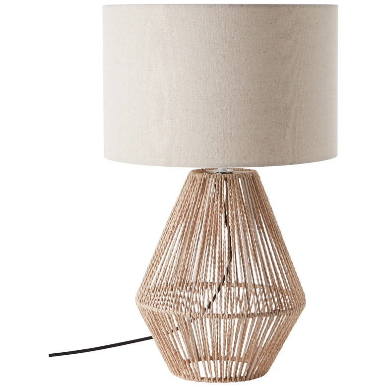 Tischleuchte Konrad, beige, 52 x 33 cm, Textil Nachttischlampe, dimmbar 