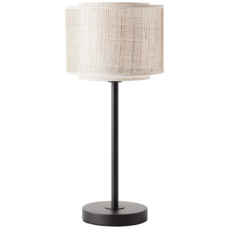 Tischleuchte Madita, braun, 48 x 22 cm, Textil Nachttischlampe, dimmbar 