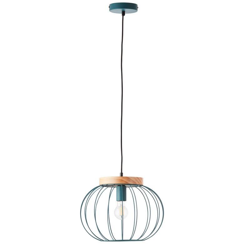 Pendelleuchte Oliver, blau, 130 x 35,5 cm, Holz Pendelleuchte 