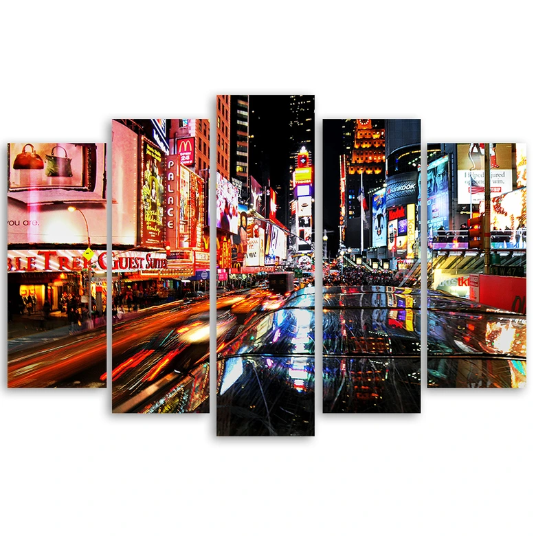 Leinwandbild 5 teilig, Times Square New York Stadt Nacgt 