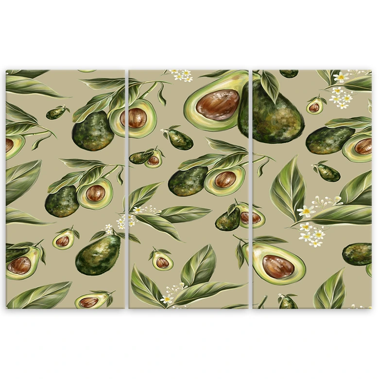 Lærredstryk 3 dele, halve avocado 