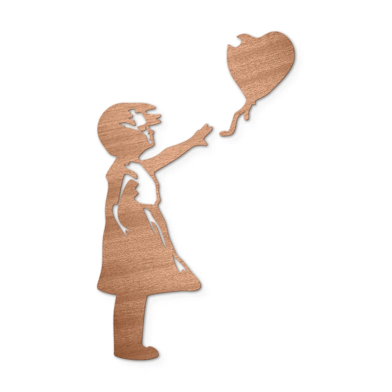 Houten Wanddecoratie Mahoniefineer Banksy - Girl with the Balloon 