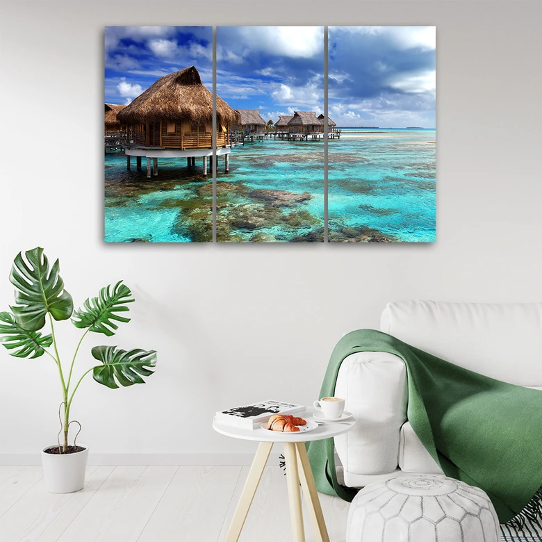 Leinwandbild 3-teilig, Tropischer Meer Strand 