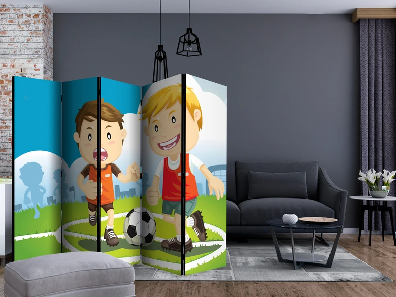 Paravent Séparation de pièce - terrain de sport , 5 pièces - 225x172 cm 