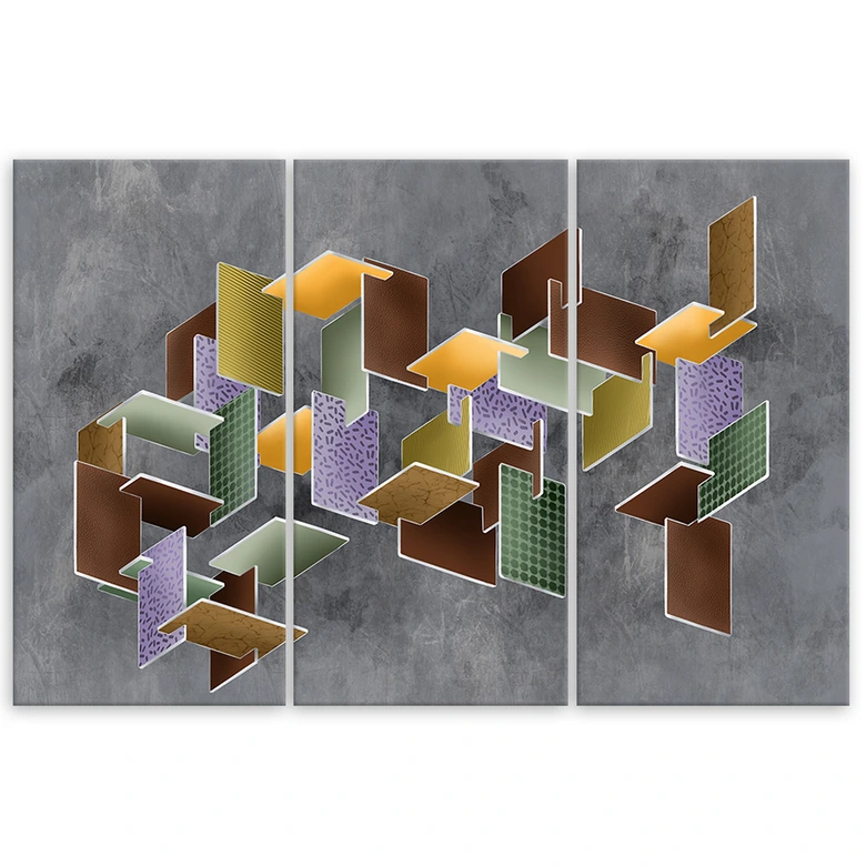 Leinwandbild 3 teilig, 3D -Rätsel 