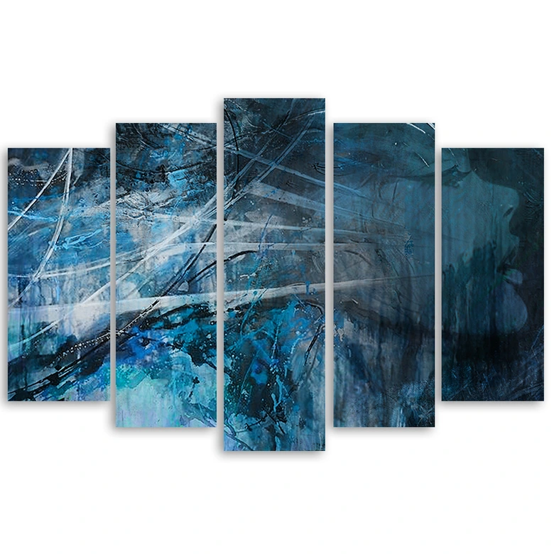 5-delige canvas print vrouwelijk blauw 