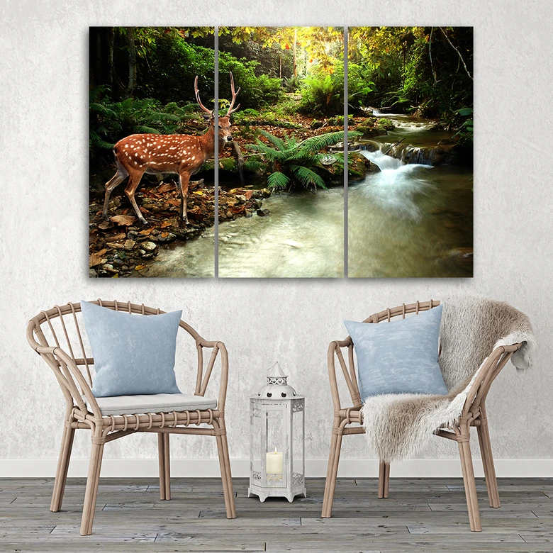 Leinwandbild 3-teilig, Deer Creek Wald 