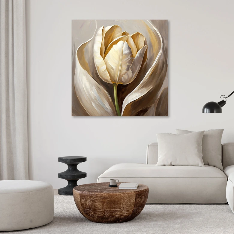 Leinwandbild Tulpenblumen wie handgemalt 