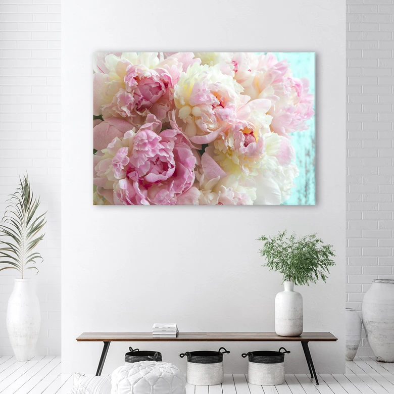 Leinwandbild, Rosa Pfingstrosenblumen 