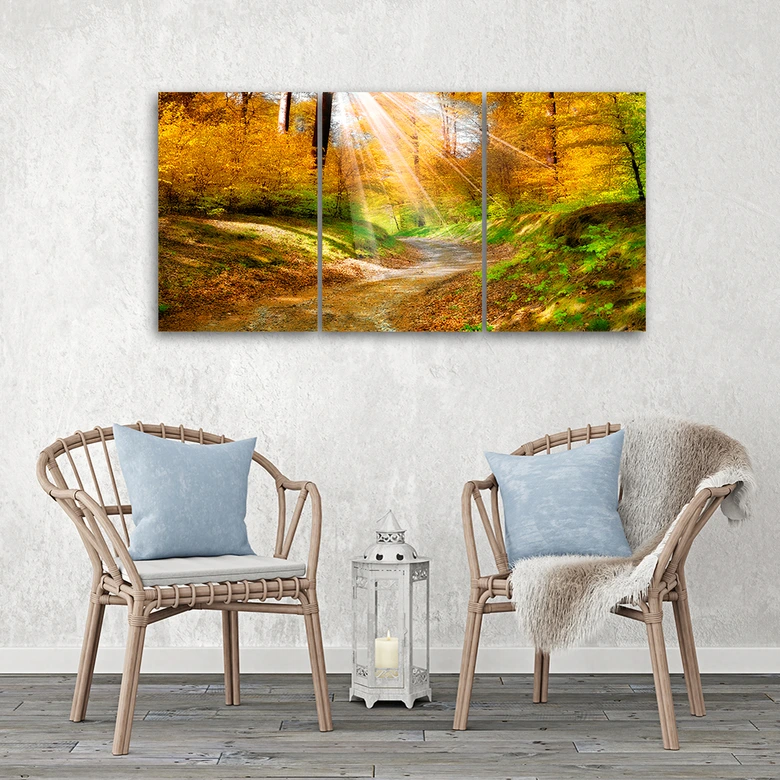 Leinwandbild 3-teilig, Wald Herbst Natur 